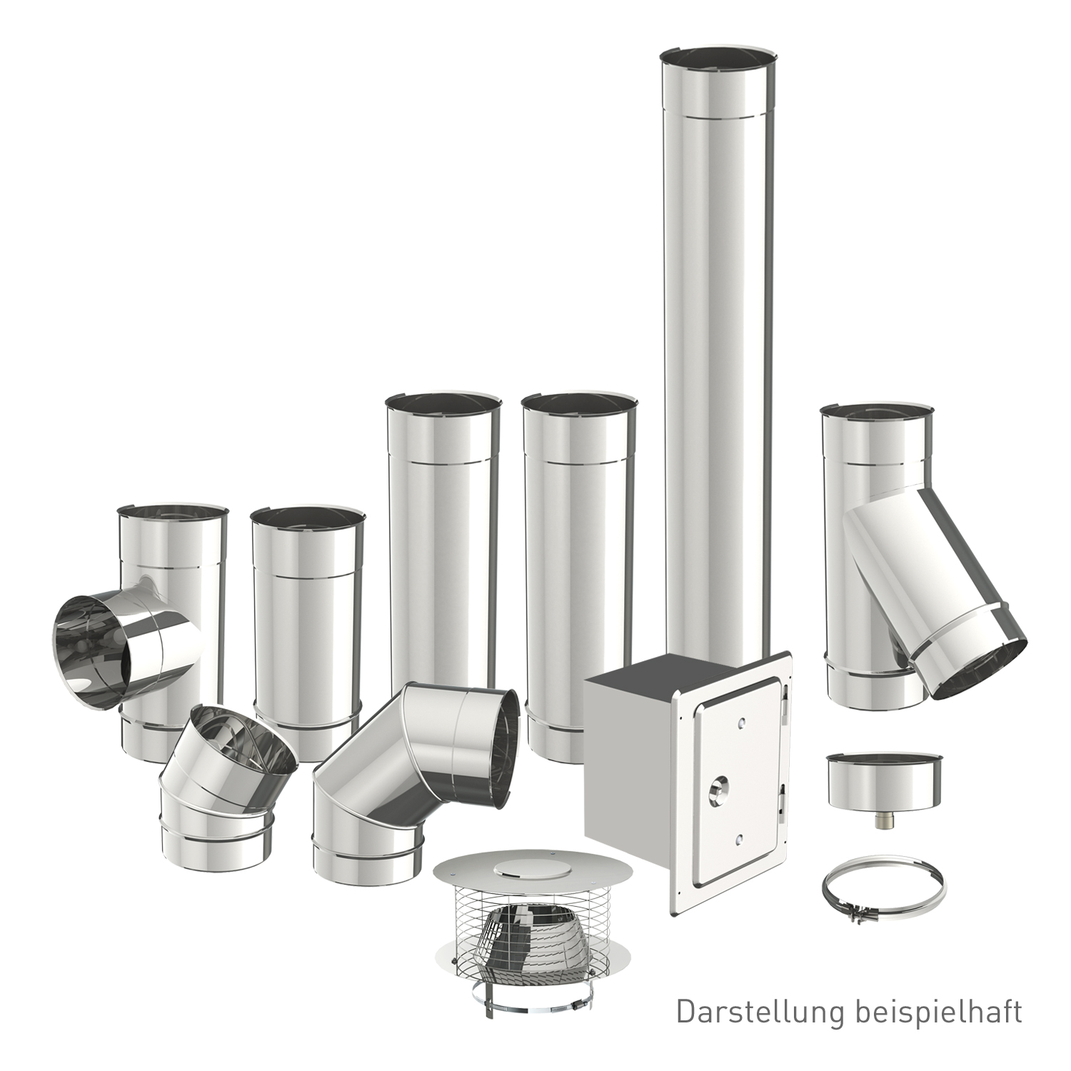 Holetherm Sanierungsschornstein, Einwandiger Edelstahlschornstein 150 mm im Set, Länge 5 m