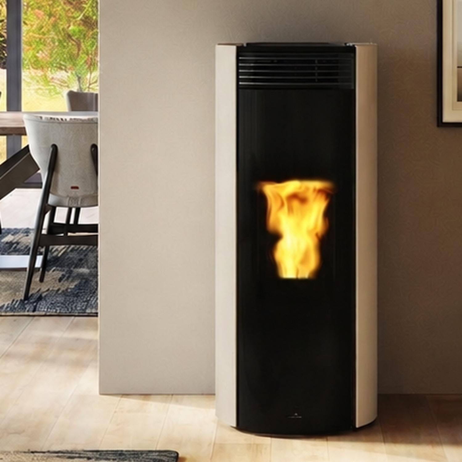 Edilkamin Libra 9+ Pelletofen RR hinten Stahlverkleidung beige
