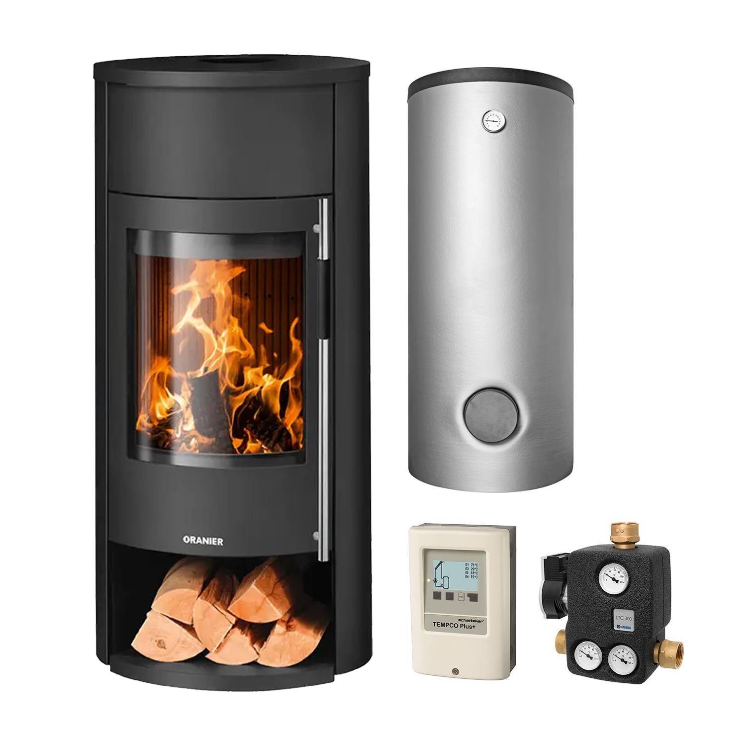 Oranier+ Polar Neo Aqua Stahl Schwarz Set + Kombispeicher THKE/F 600