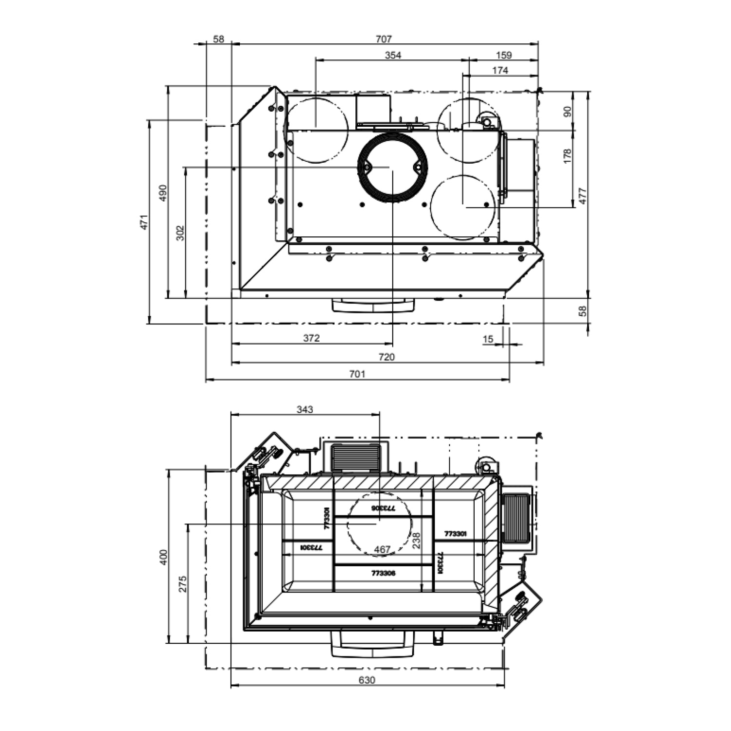 Austroflamm 63x40x51 S 2.0 Kamineinsatz Ecke links