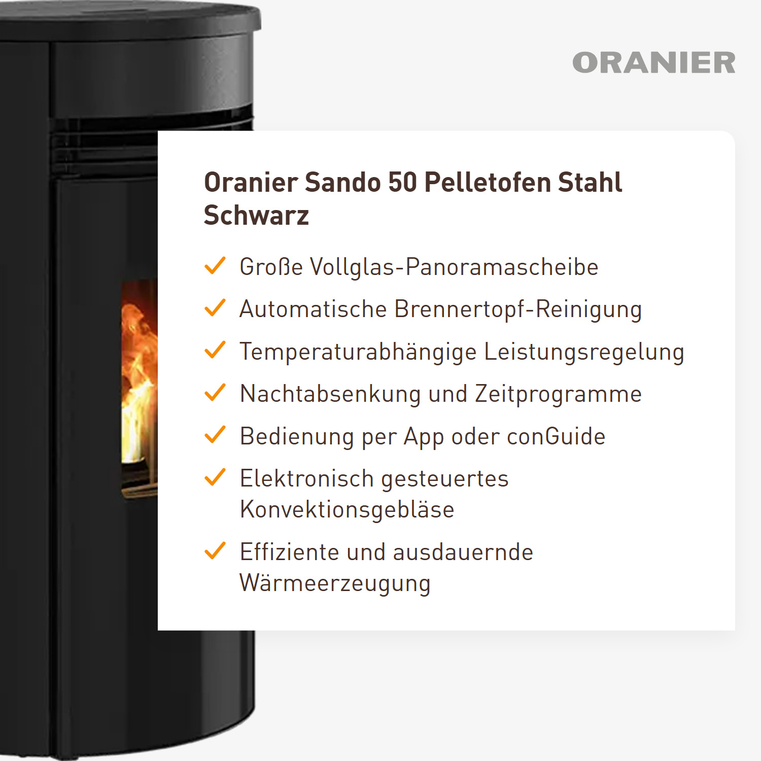 Oranier Sando 50 Pelletofen Stahl Schwarz