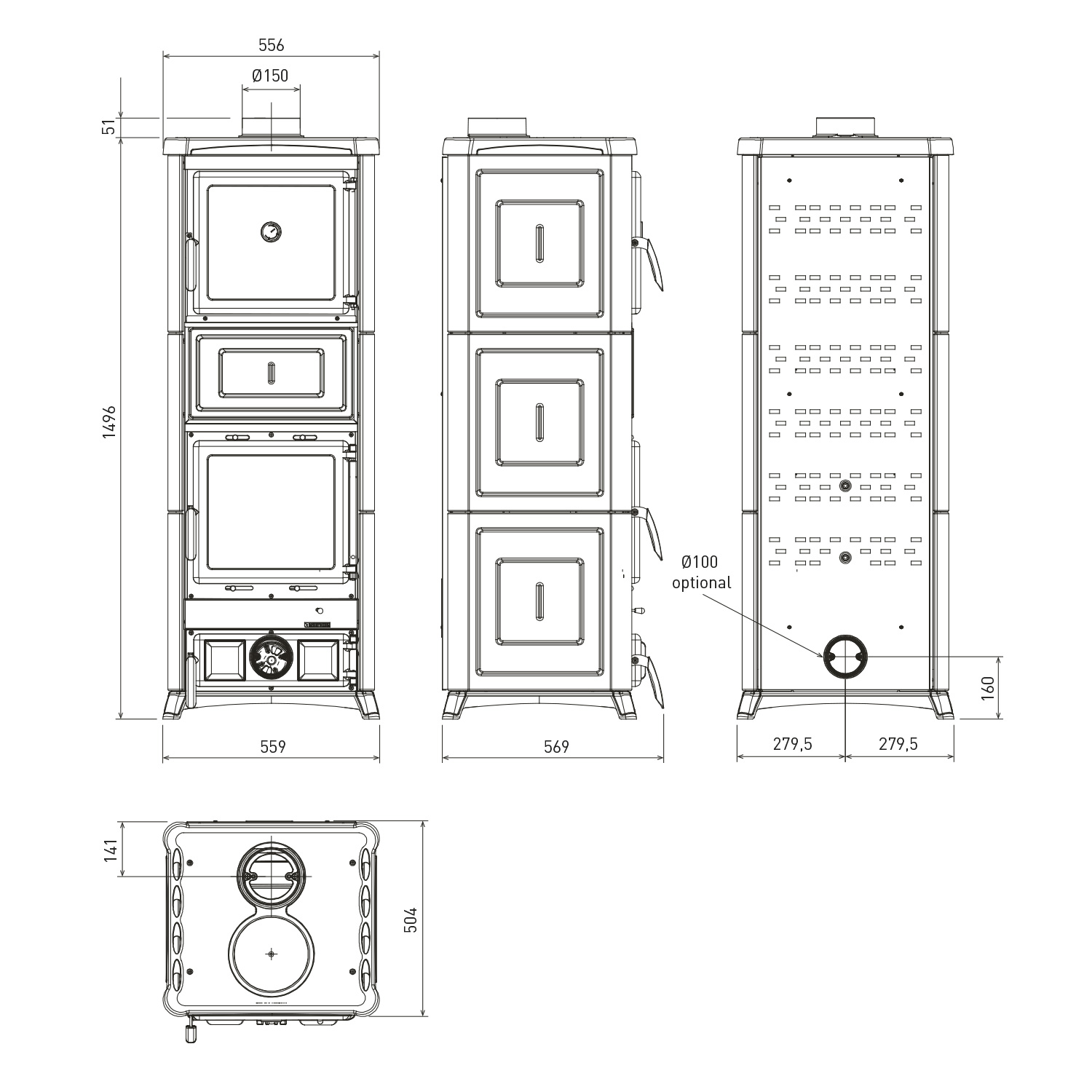 La Nordica Prestige Line Nova Forno 16 poêle à bois Bordeaux