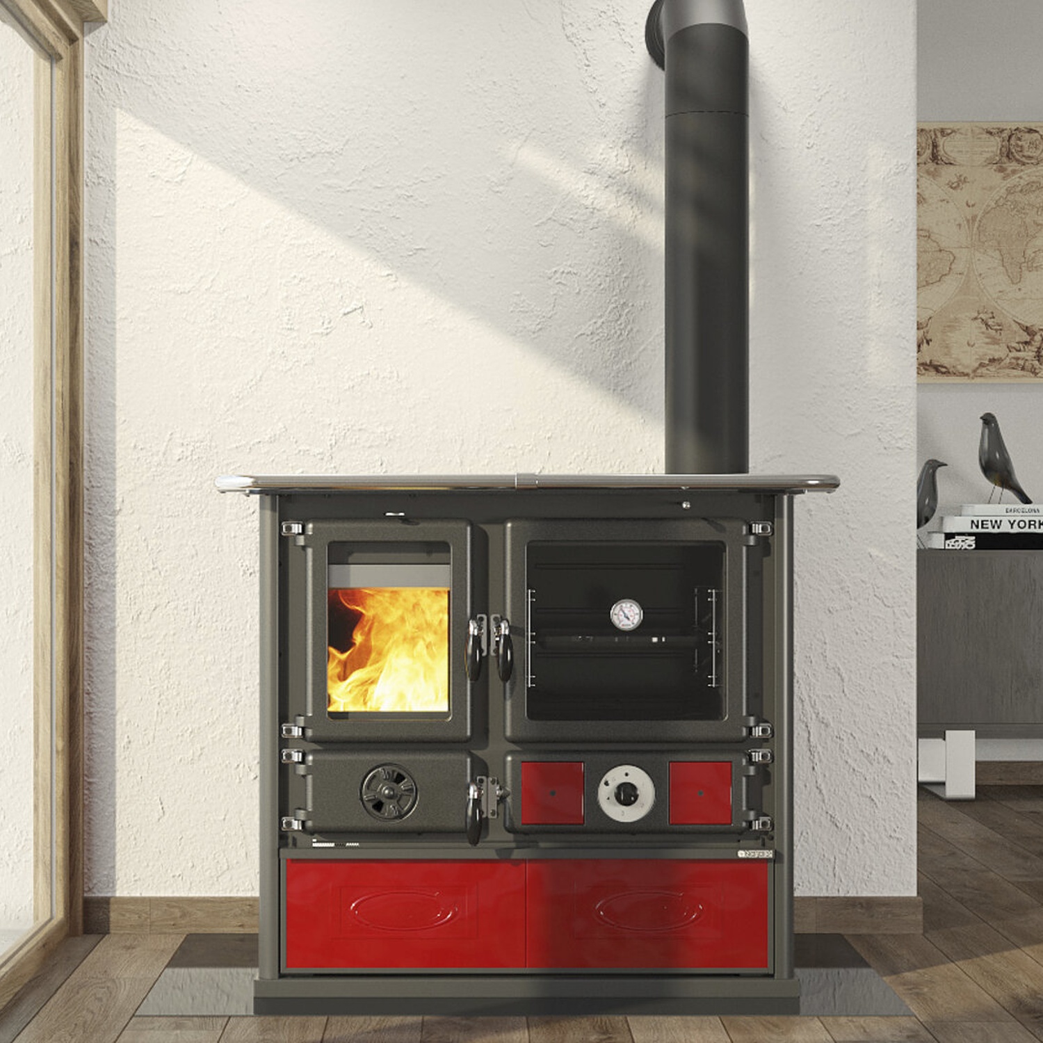 La Nordica TERMOROSA DSA.16 Céramique - rouge bordeaux poêle à bois