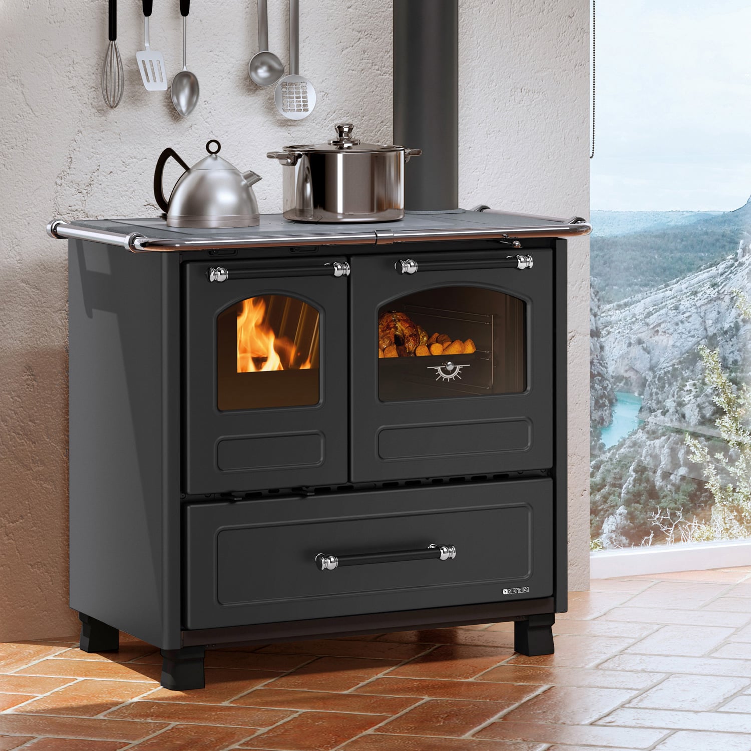 La Nordica Family 16 4,5 cuisinière à bois acier noir