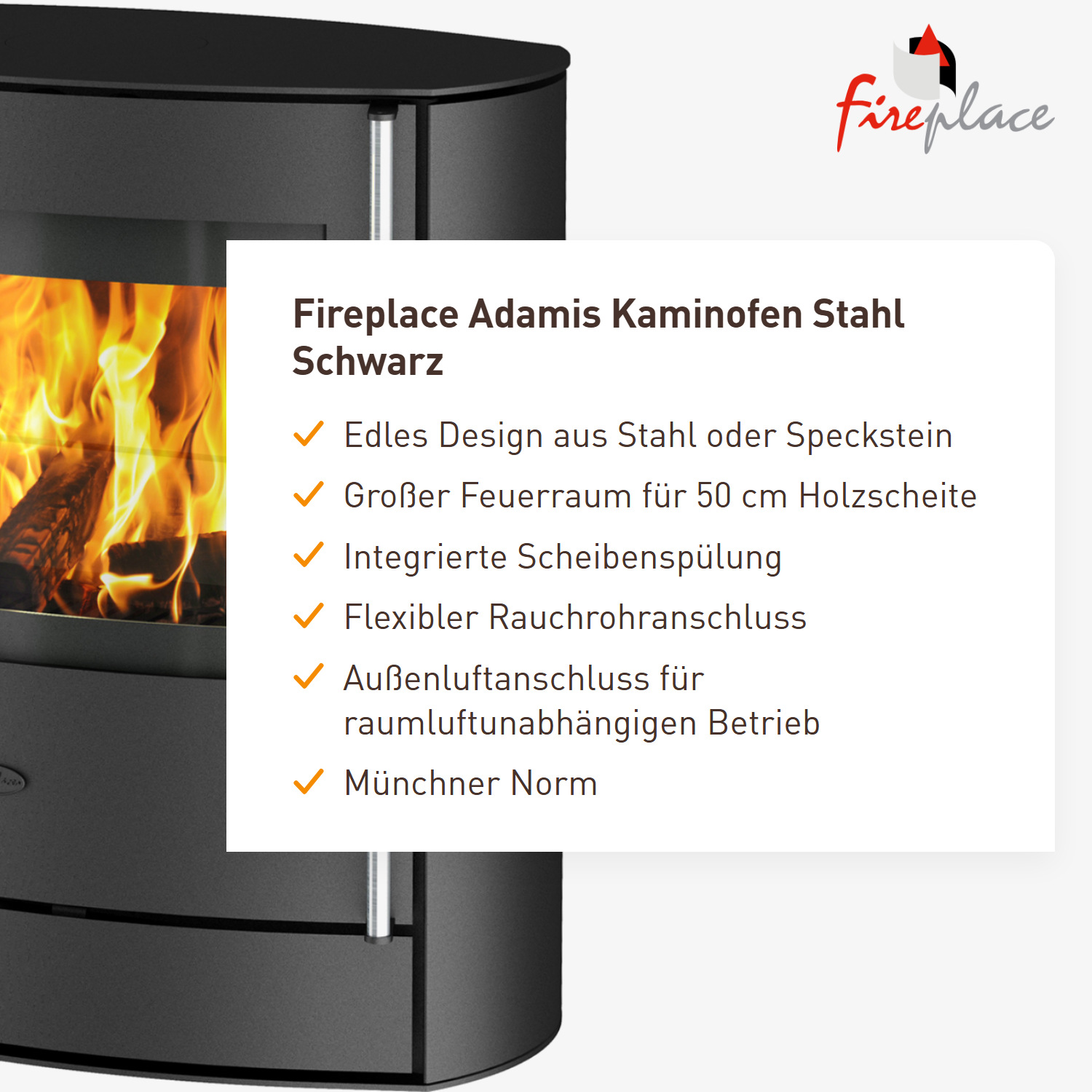 Fireplace Adamis Kaminofen Stahl Schwarz