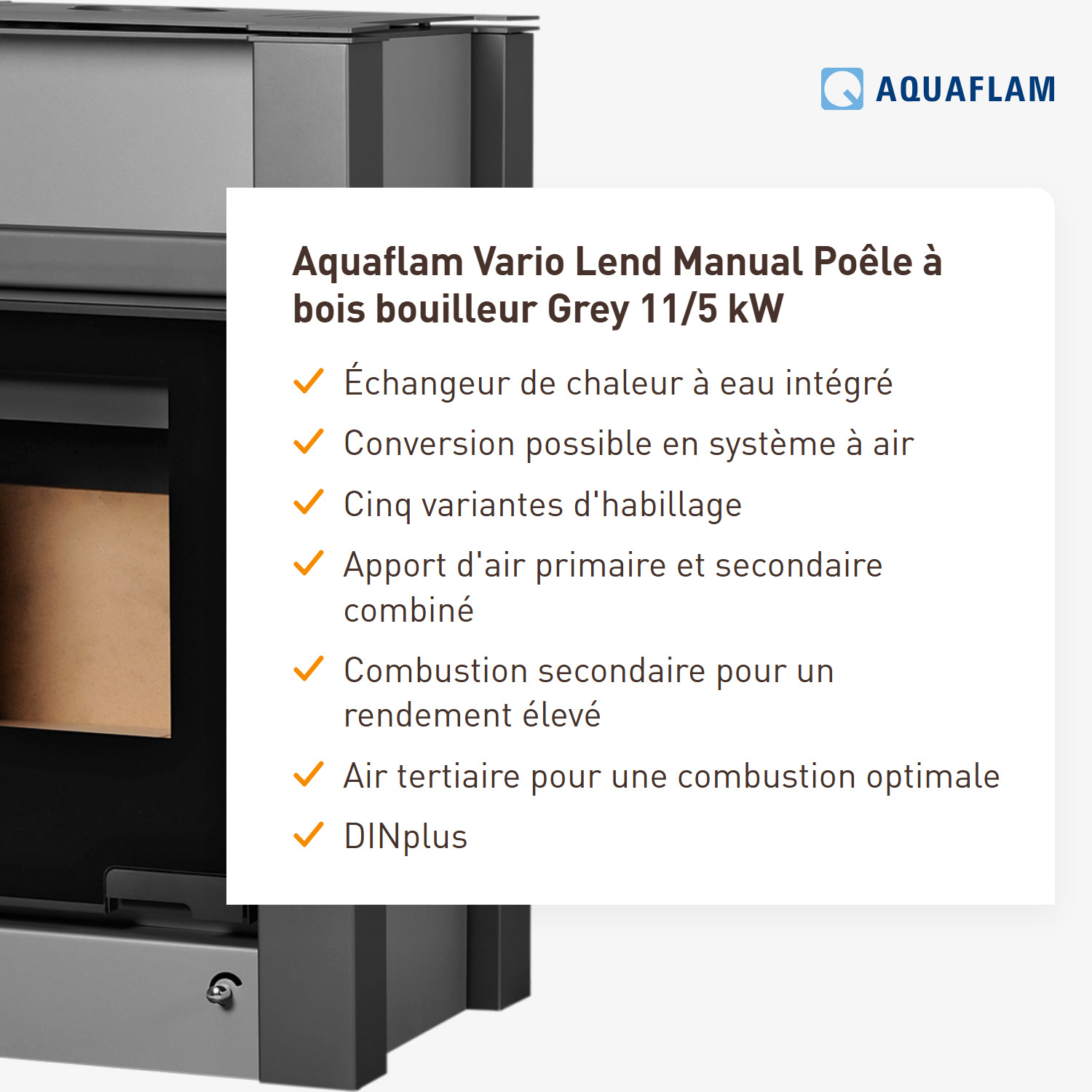 Aquaflam Vario Lend Manuel Poêle à bois avec échangeur thermique Gris 11/5 kW