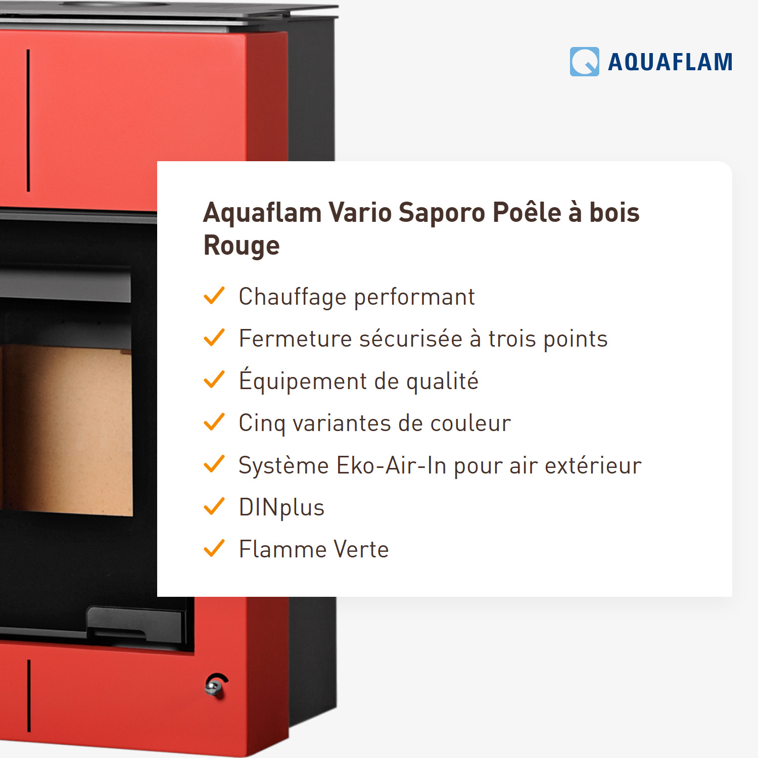 Poêle à bois Aquaflam Vario Saporo Rouge