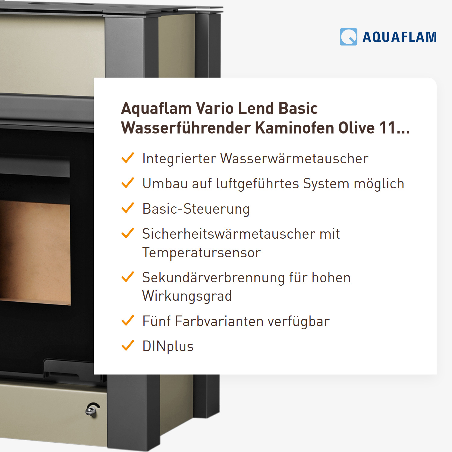 Aquaflam Vario Lend Basic Wasserführender Kaminofen Olive 11/7 kW