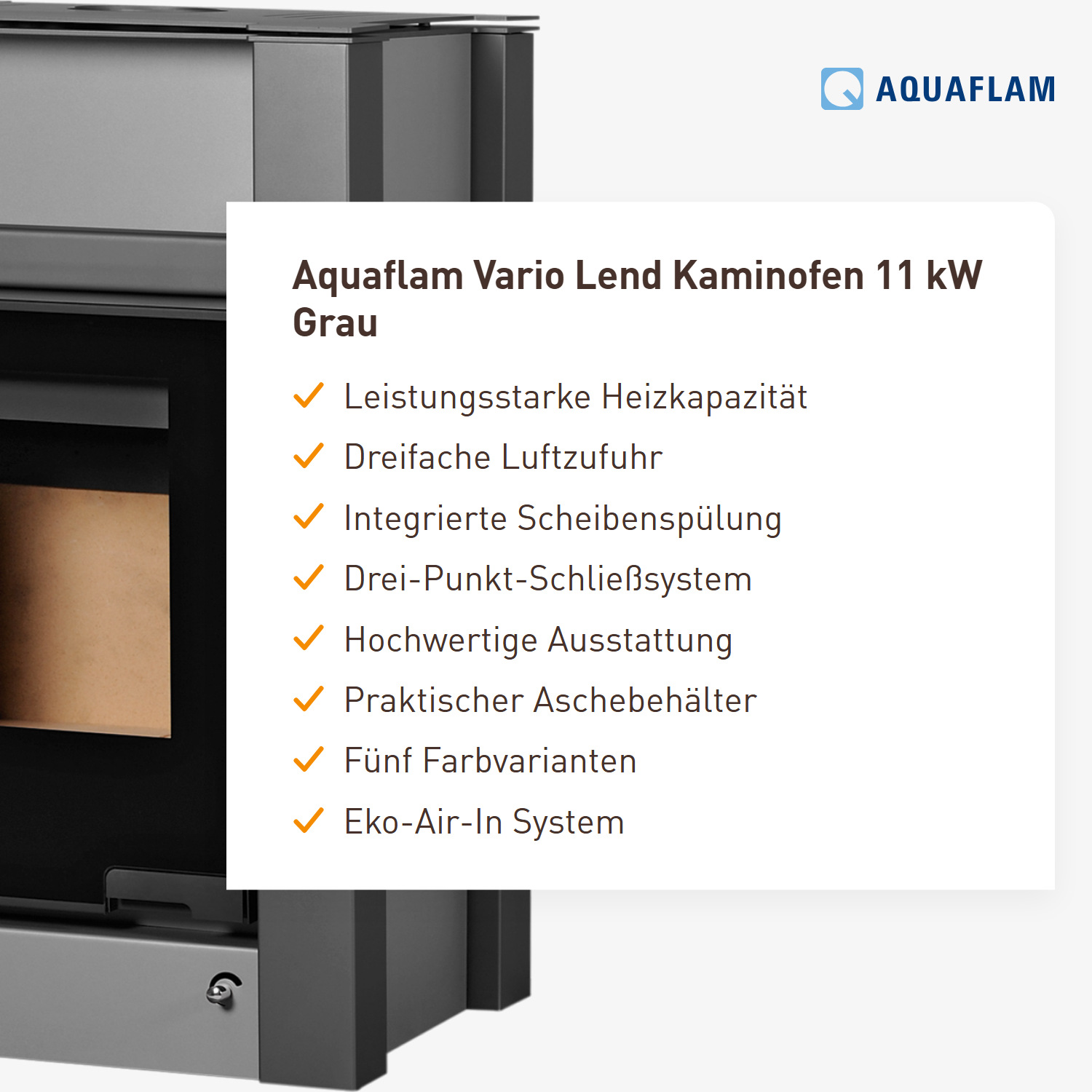 Aquaflam Vario Lend Kaminofen Grau