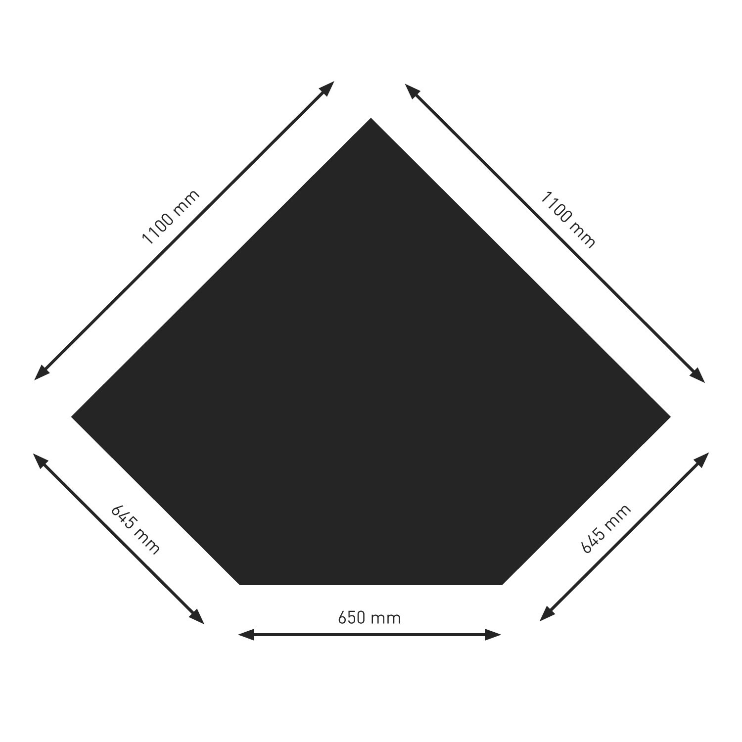 Plaque de sol Raik B5 diamant noir revêtue par poudre 1100 x 1100 mm