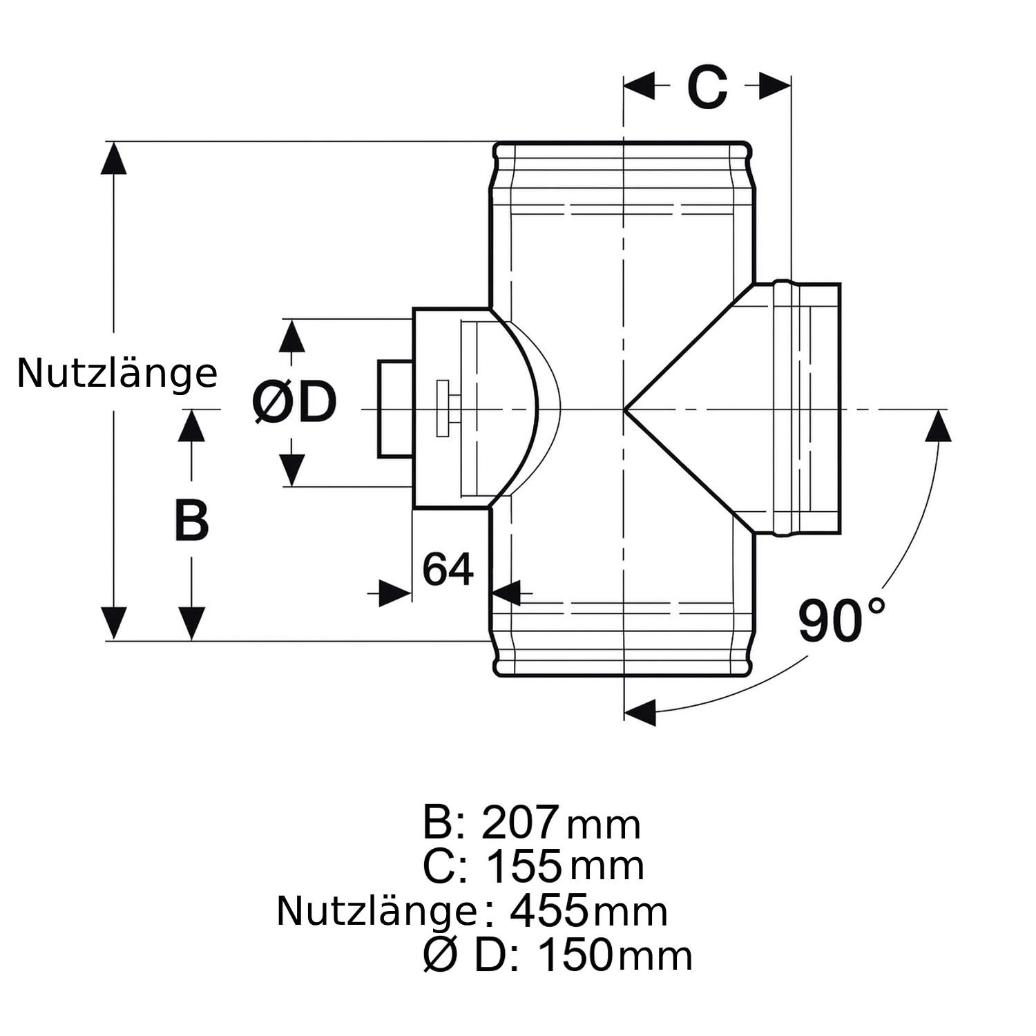 Schiedel ICS raccordement tuyaux 90° Ø180 avec raccordement porte de visite rond pour huile & gaz double paroi brillant