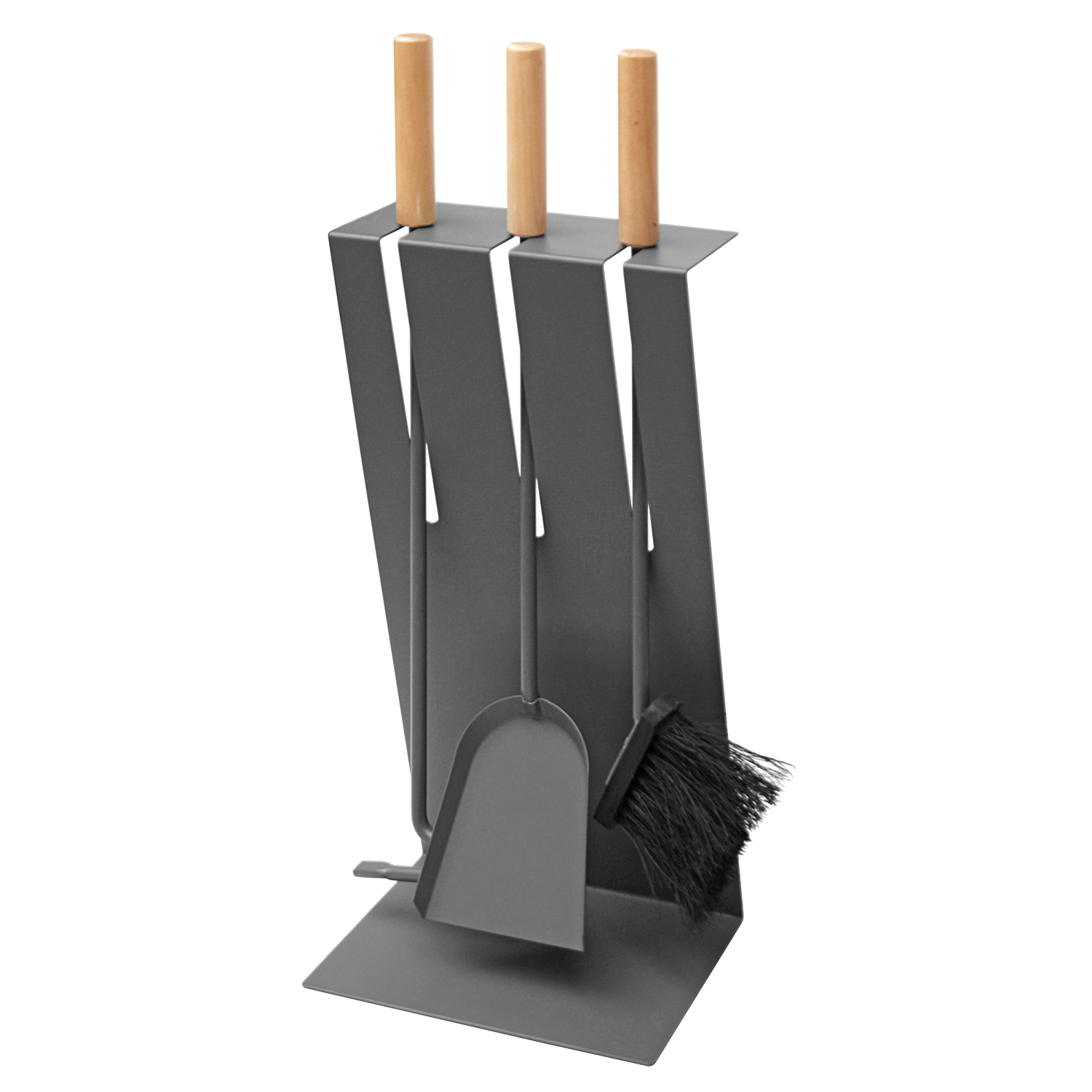 Raik Kaminbesteck Gustav 3-teilig mit Raik Kaminhandschuh, Anthrazit, Holzgriffe , 60cm