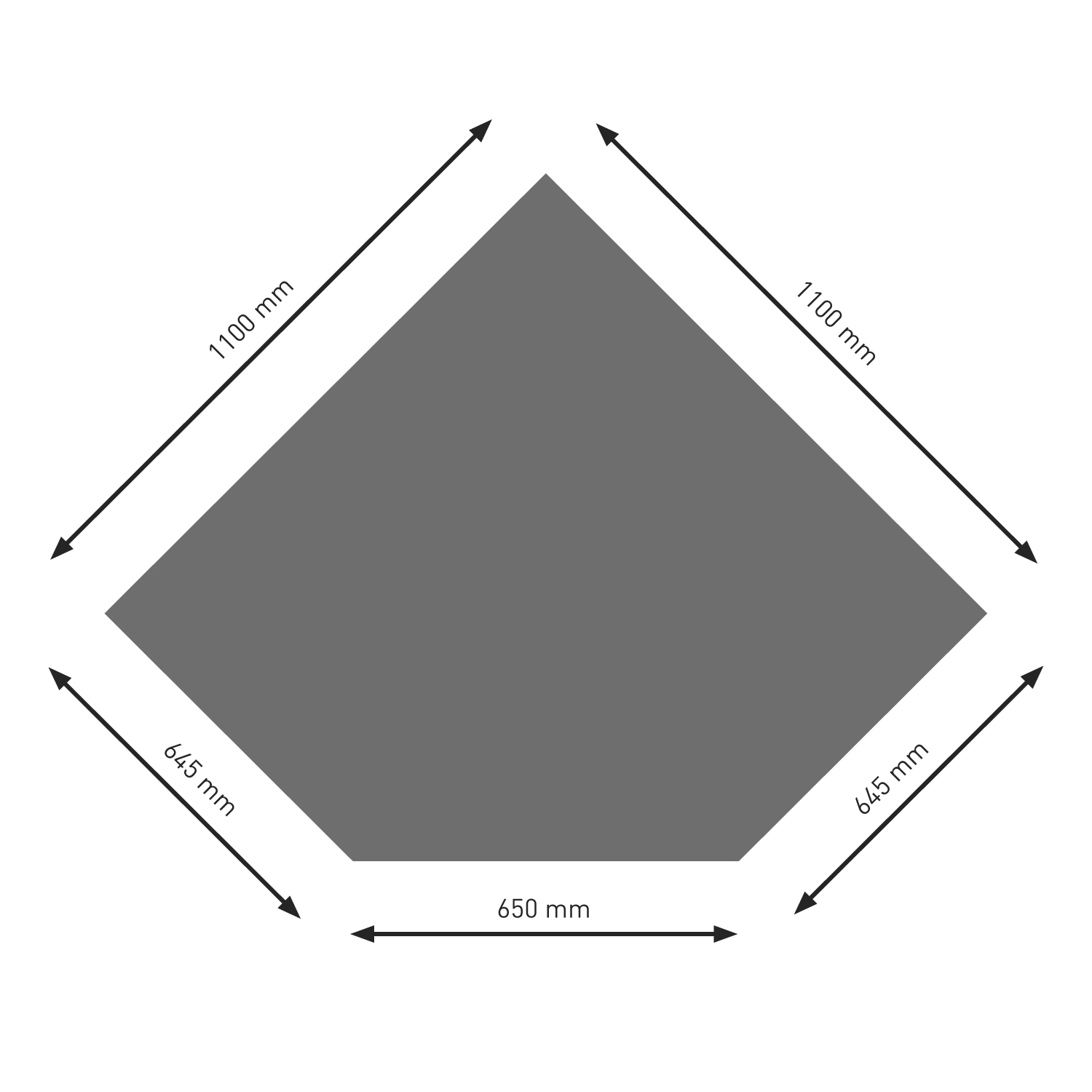 Plaque de sol Raik B5 Diamant gris fonte revêtue par poudre 1100 x 1100 mm