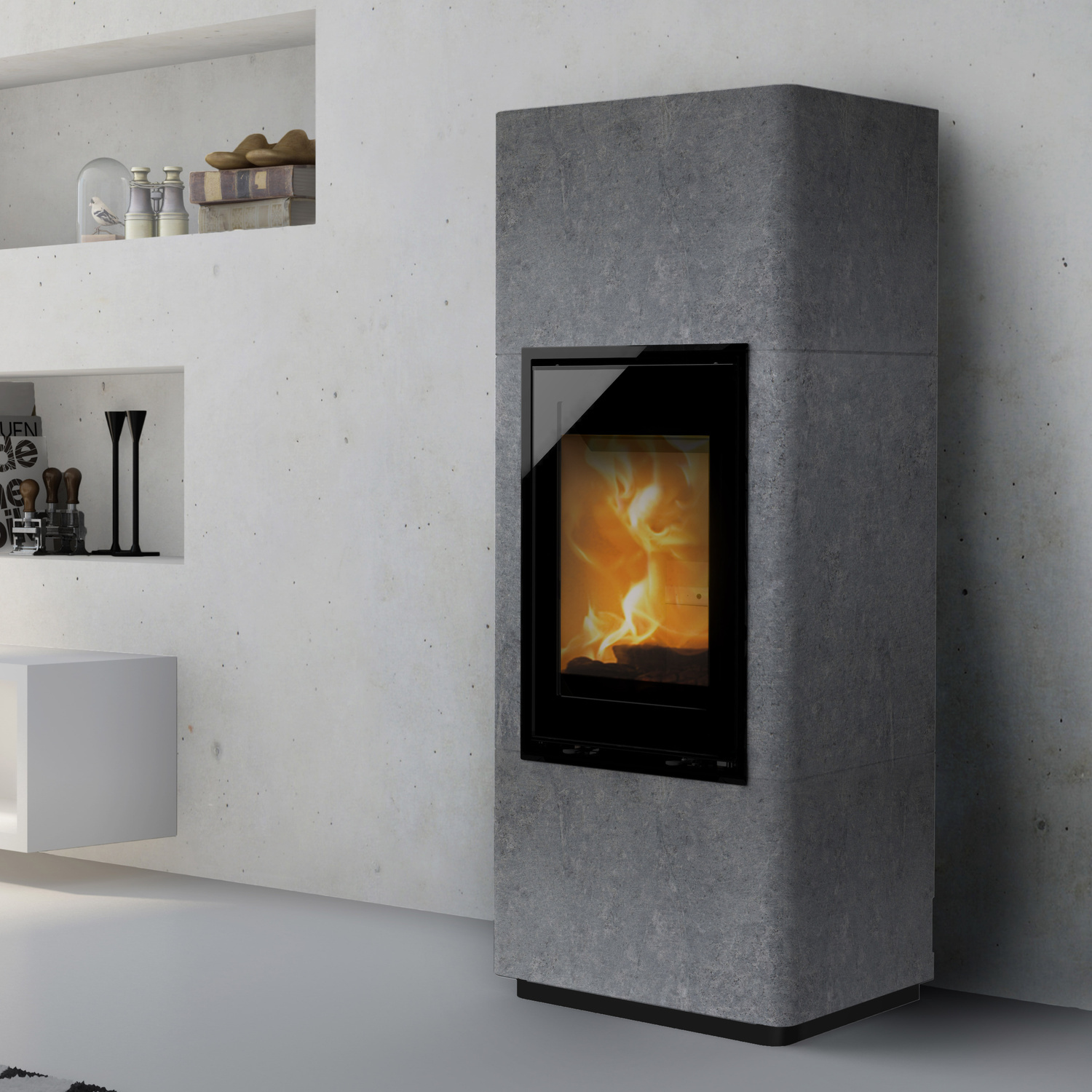 Lotus Beto 700M Kaminofen, Beton, Magic-Tür, Türanschlag links, Topplatte grau
