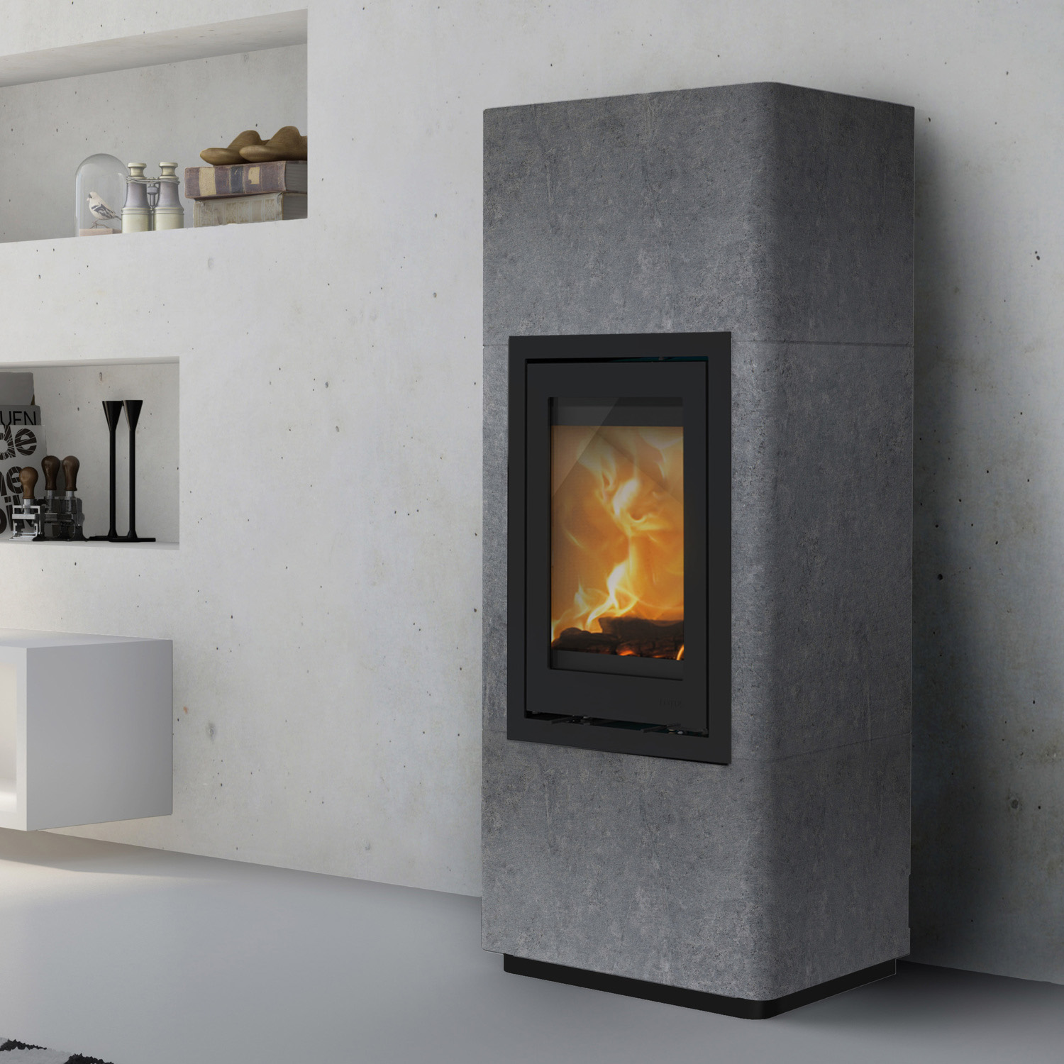 Lotus Beto 700M Kaminofen, Beton, Türanschlag links, Topplatte schwarz