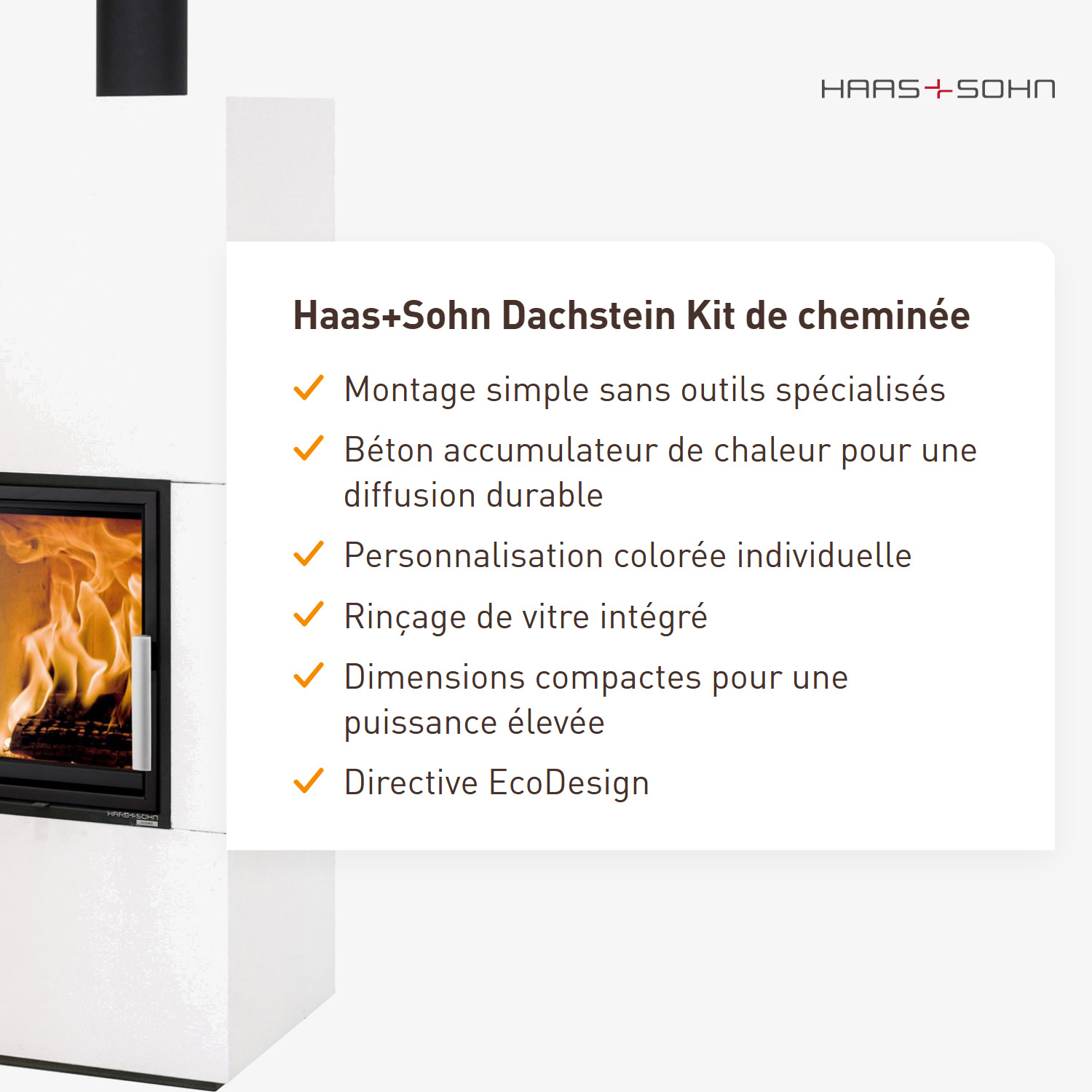 Haas+Sohn Kit de construction de cheminée à bois Dachstein