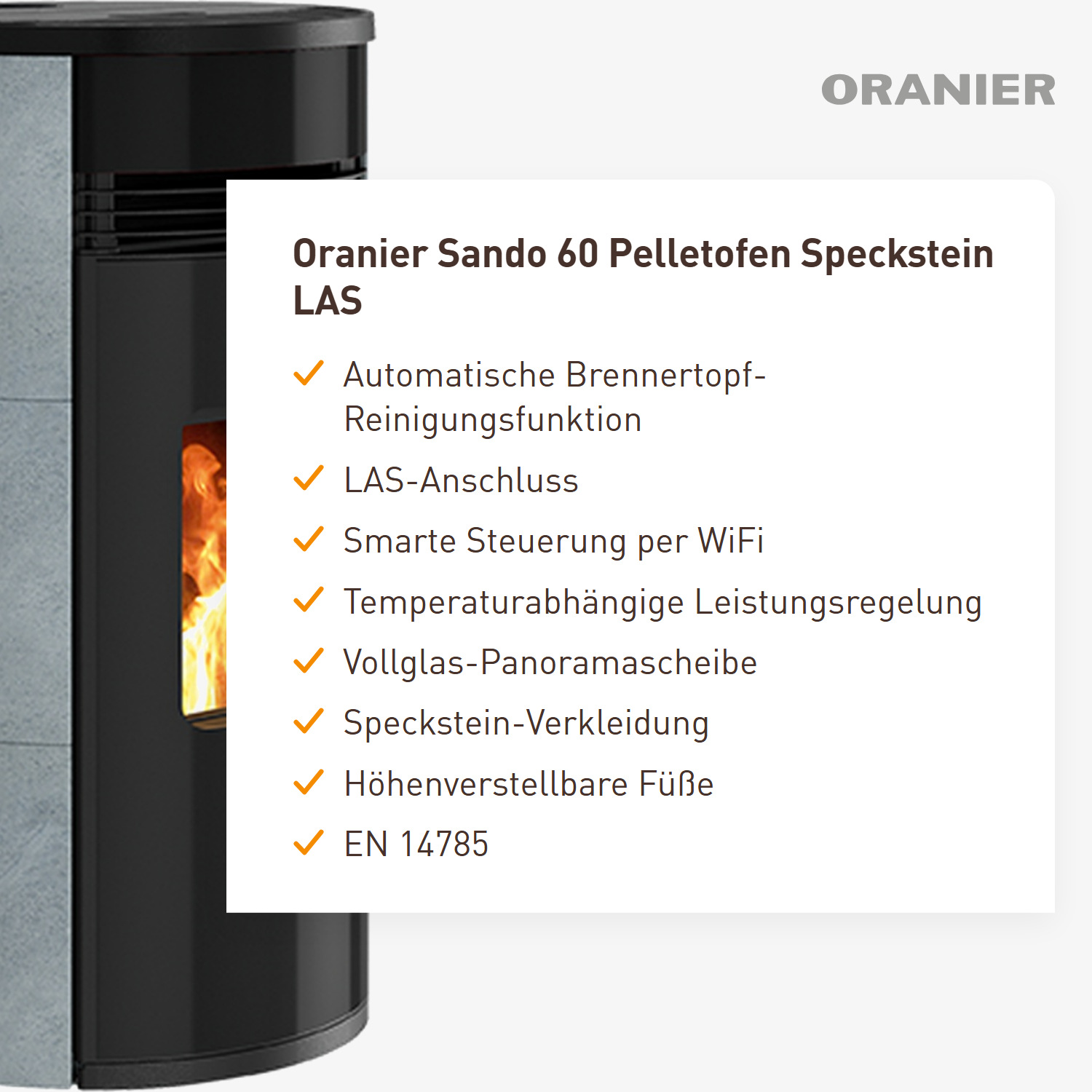 Oranier Sando 60 Pelletofen Speckstein LAS