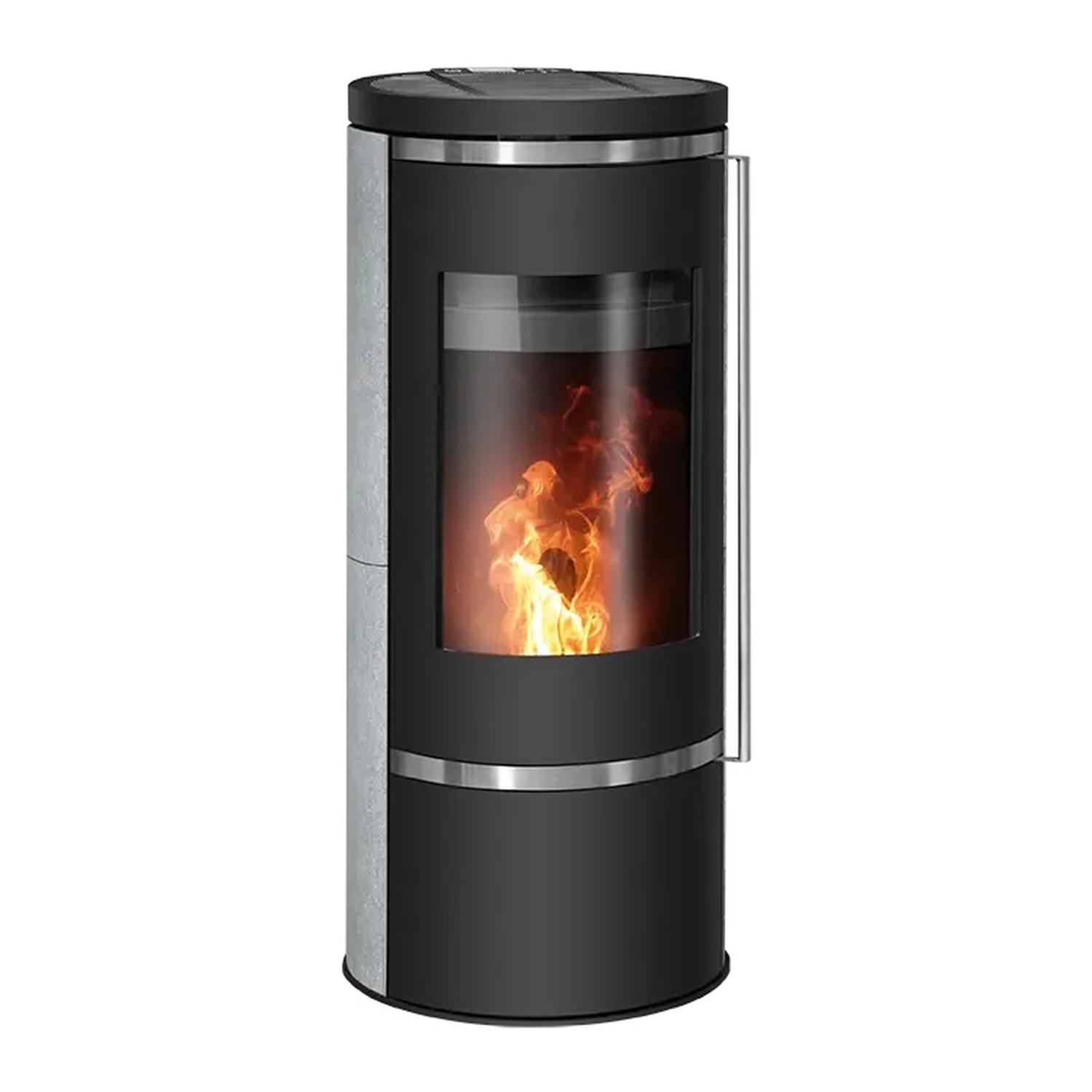 Oranier Carus Aqua Next wasserführender Pelletofen 10 kW Speckstein, Korpus Stahl Schwarz