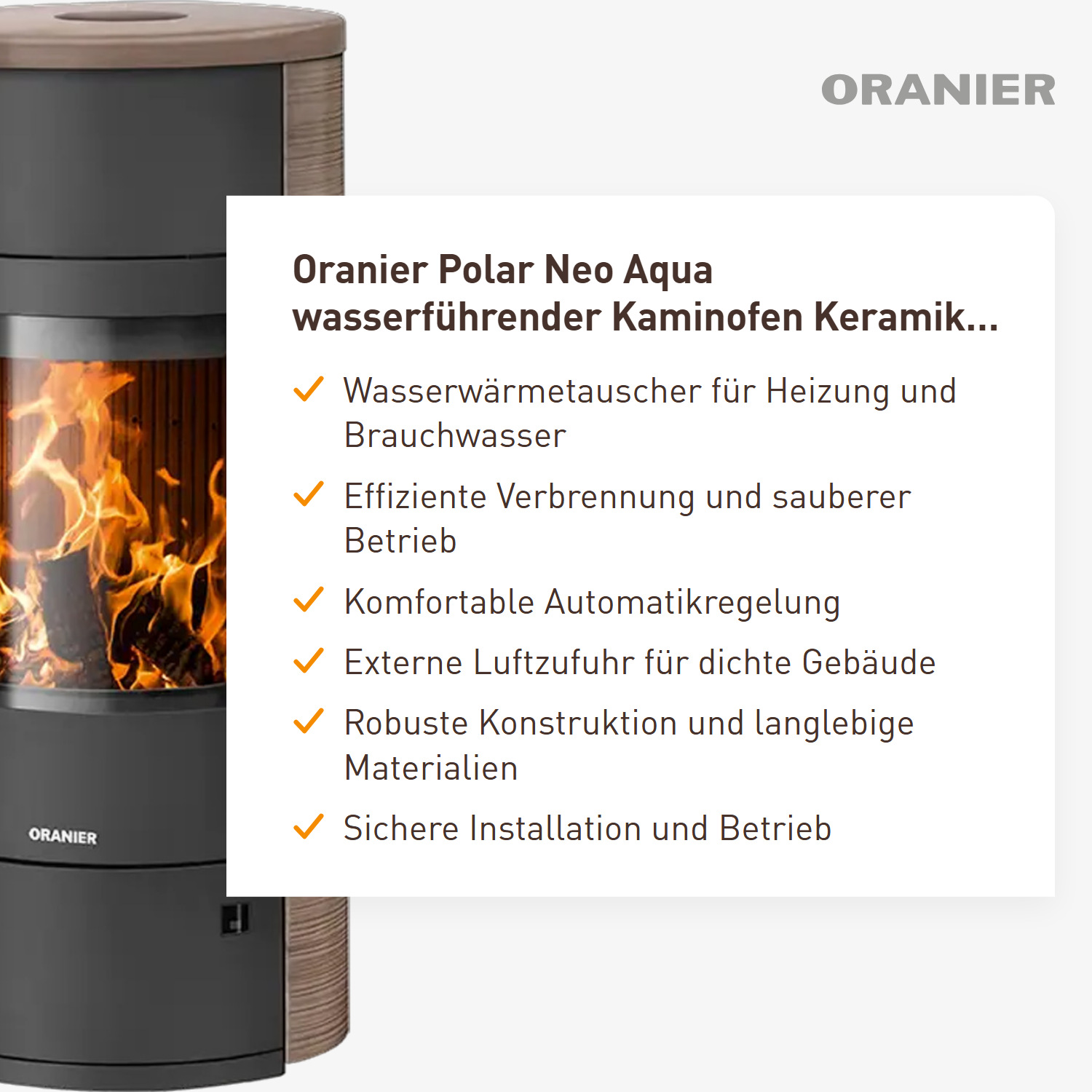 Oranier Polar Neo Aqua wasserführender Kaminofen Keramik Grappa
