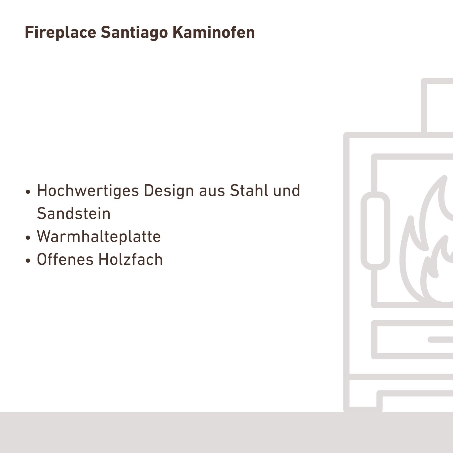 Fireplace Santiago Poêle à bois acier noir | grès