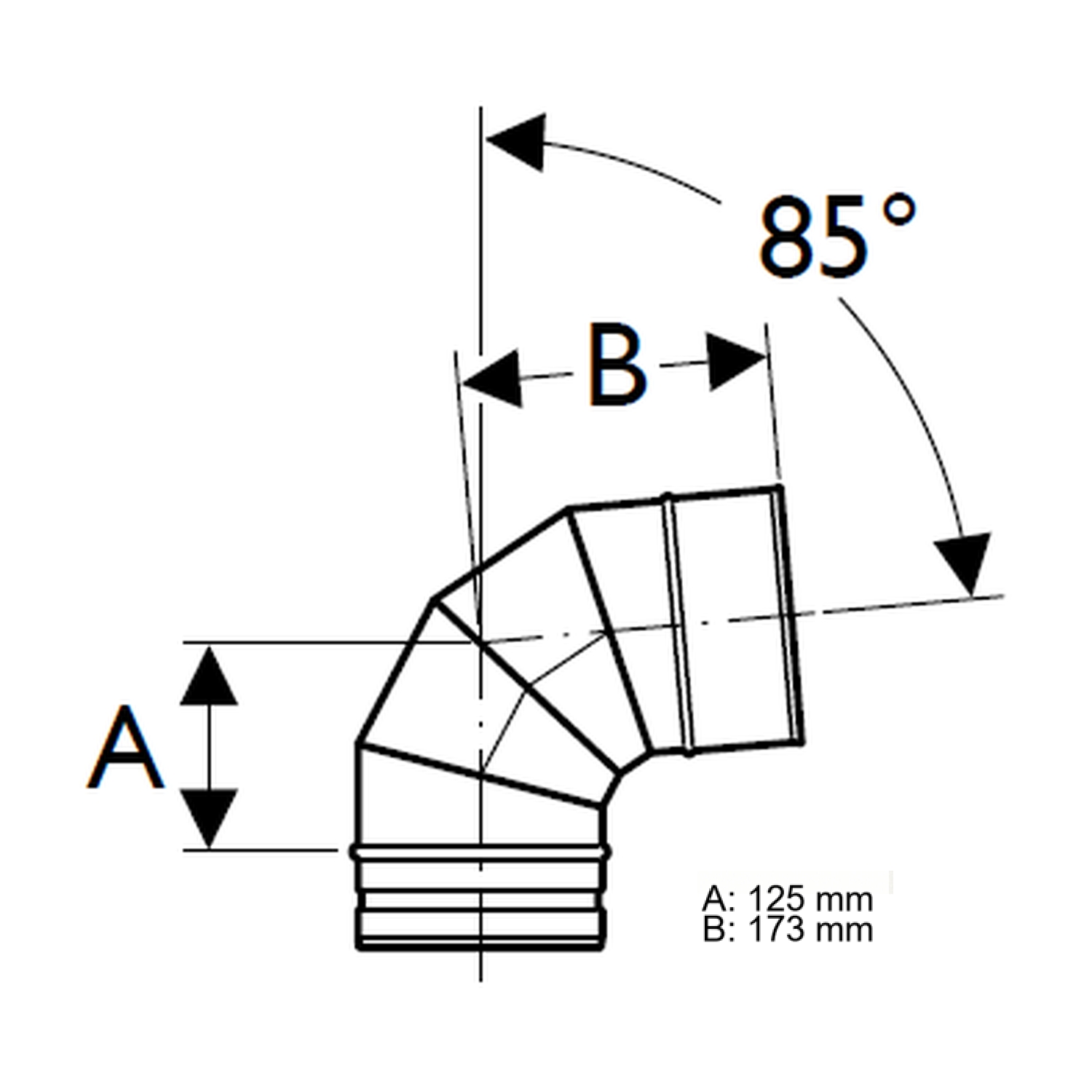 Schiedel PRIMA PLUS coude 85° Ø130 mm simple paroi mat