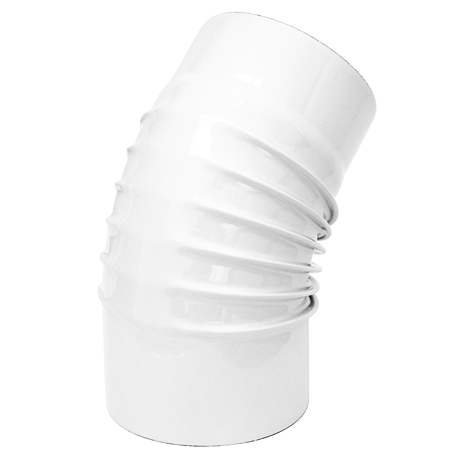 Coude de conduit de fumée / Coude de tuyau de poêle émaillé 120mm - Coude 45° nervuré blanc