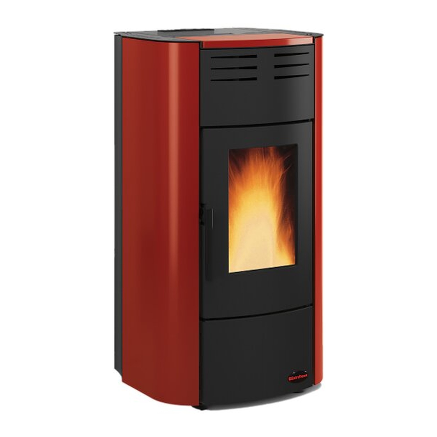 Extraflame RAFFAELLA IDRO H15 5.0.16 wasserführender Pelletofen Stahl Bordeaux - THKE/F 600 Kombi-Speicher montiert silber -Heizungsausdehnungsgefäß 80 L