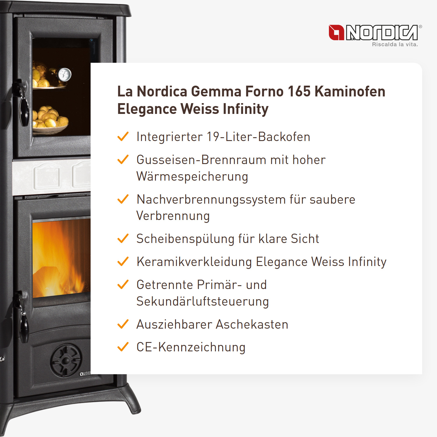 La Nordica Gemma Forno 165 Kaminofen Elegance Weiss Infinity