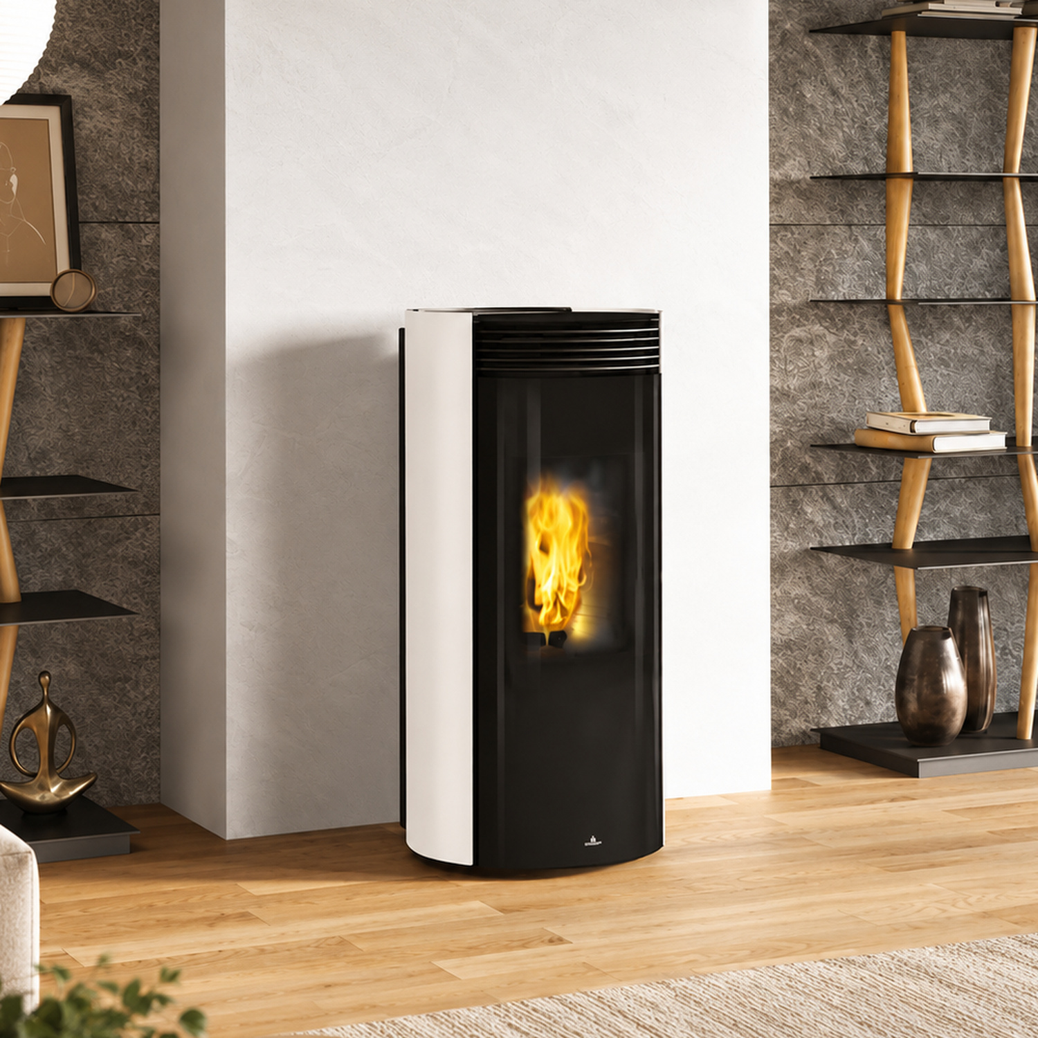 Poêle à granulés Edilkamin LIBRA 11+ INT raccord arrière habillage acier blanc