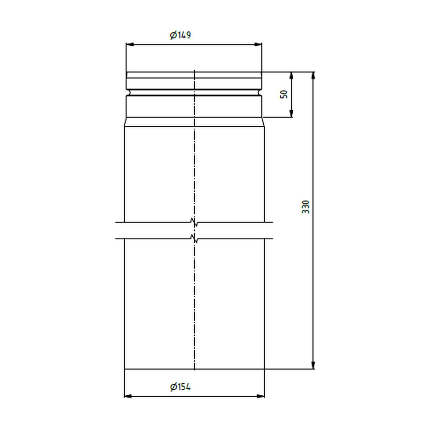 Raik conduit LS diamètre 150x330x2,00mm rétréci noir