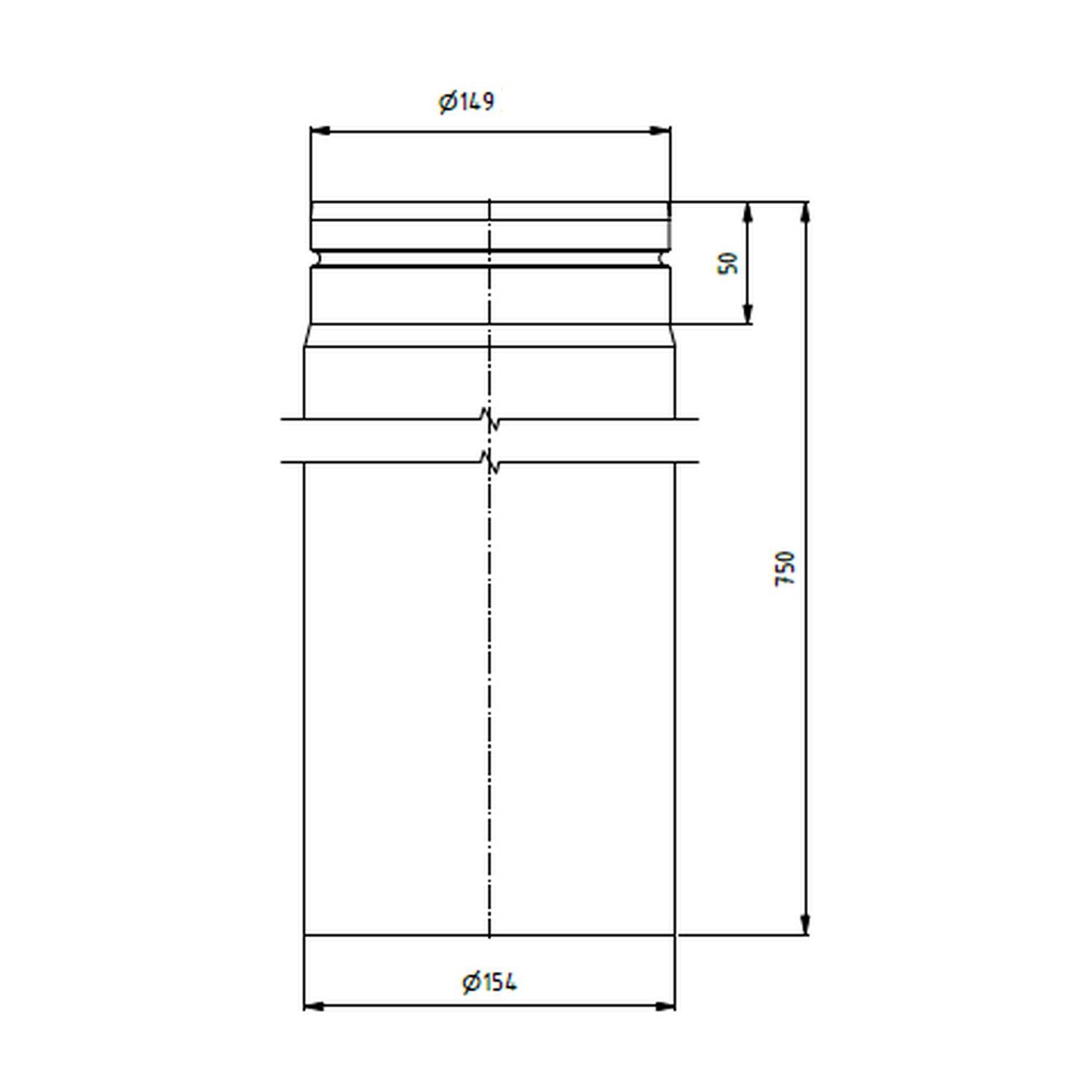 Raik tuyau LS diamètre 150x750x2,00mm rétreint noir