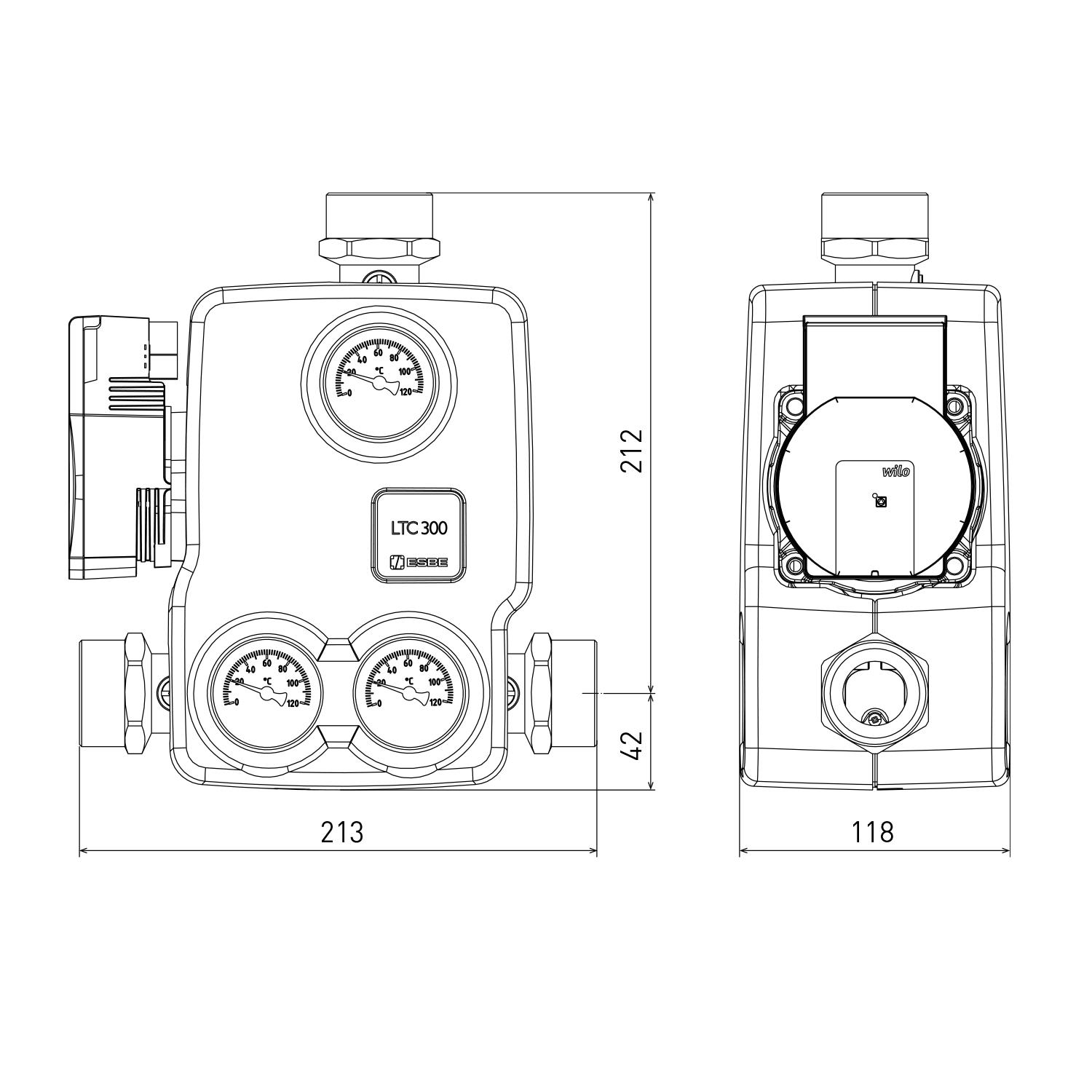 ESBE LTC 341 60°C Rücklaufanhebungsgruppe inkl. Hocheffizienzpumpe 4 m
