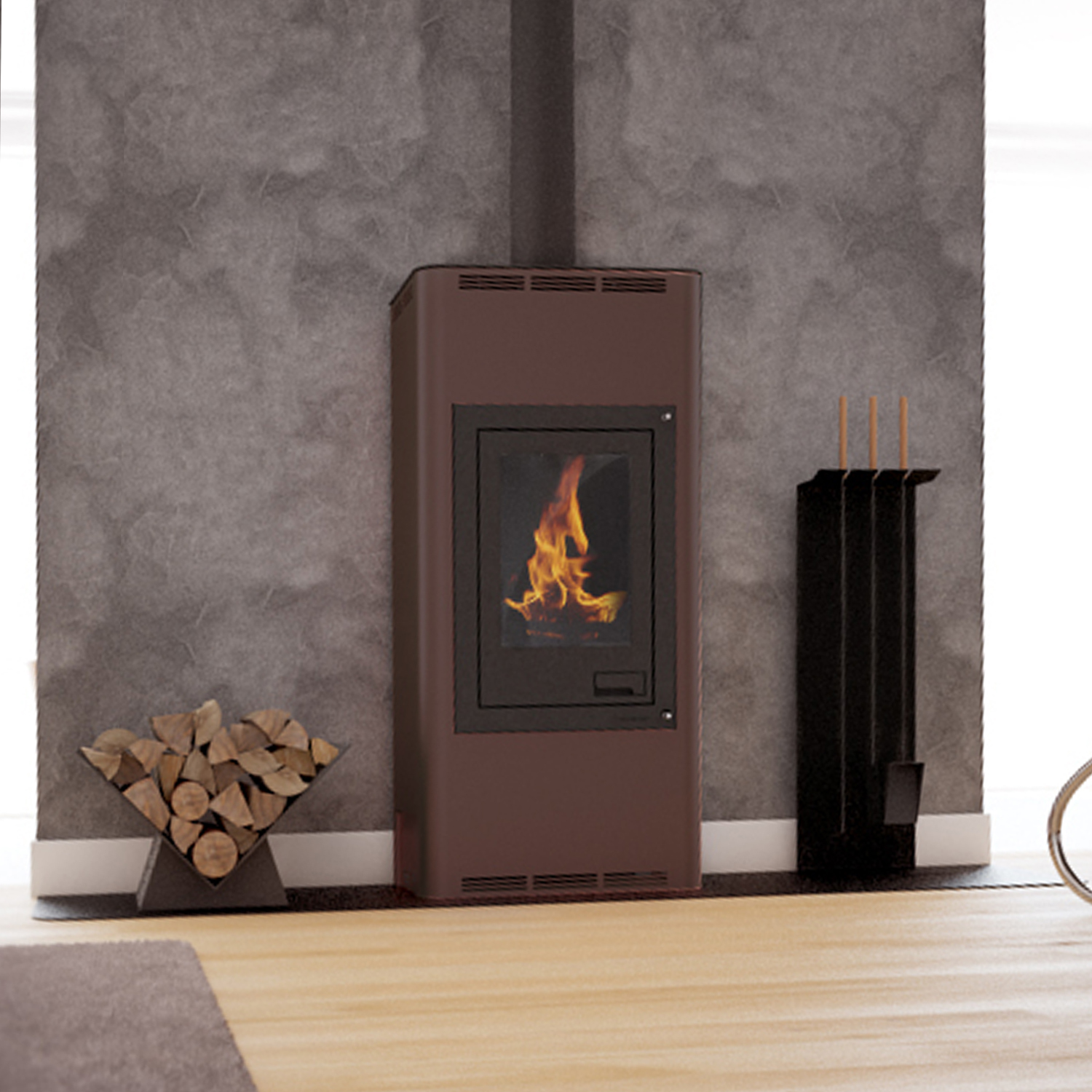 Aquaflam 12 Basic Wasserführender Kaminofen Brown