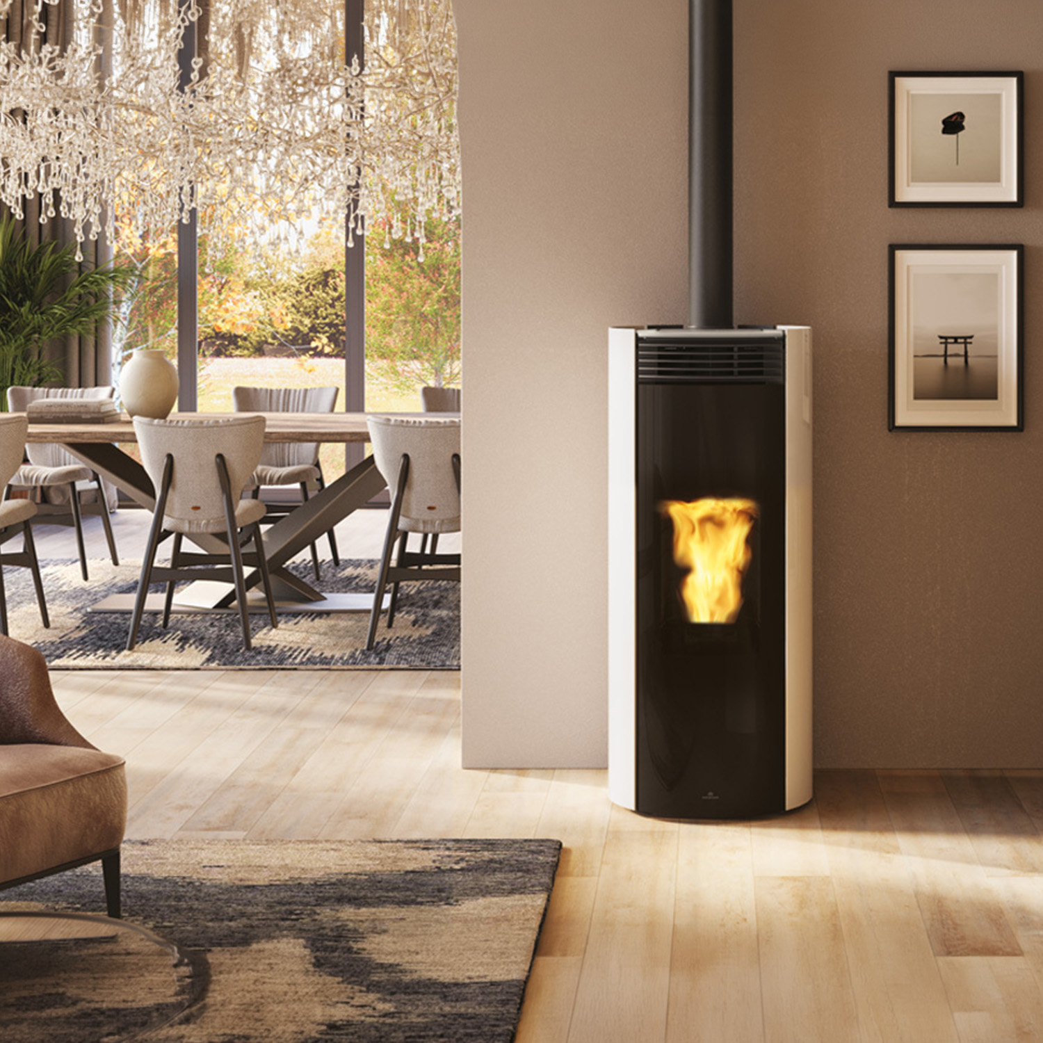 Edilkamin Libra X 7 Pelletofen RR oben Glasverkleidung weiß
