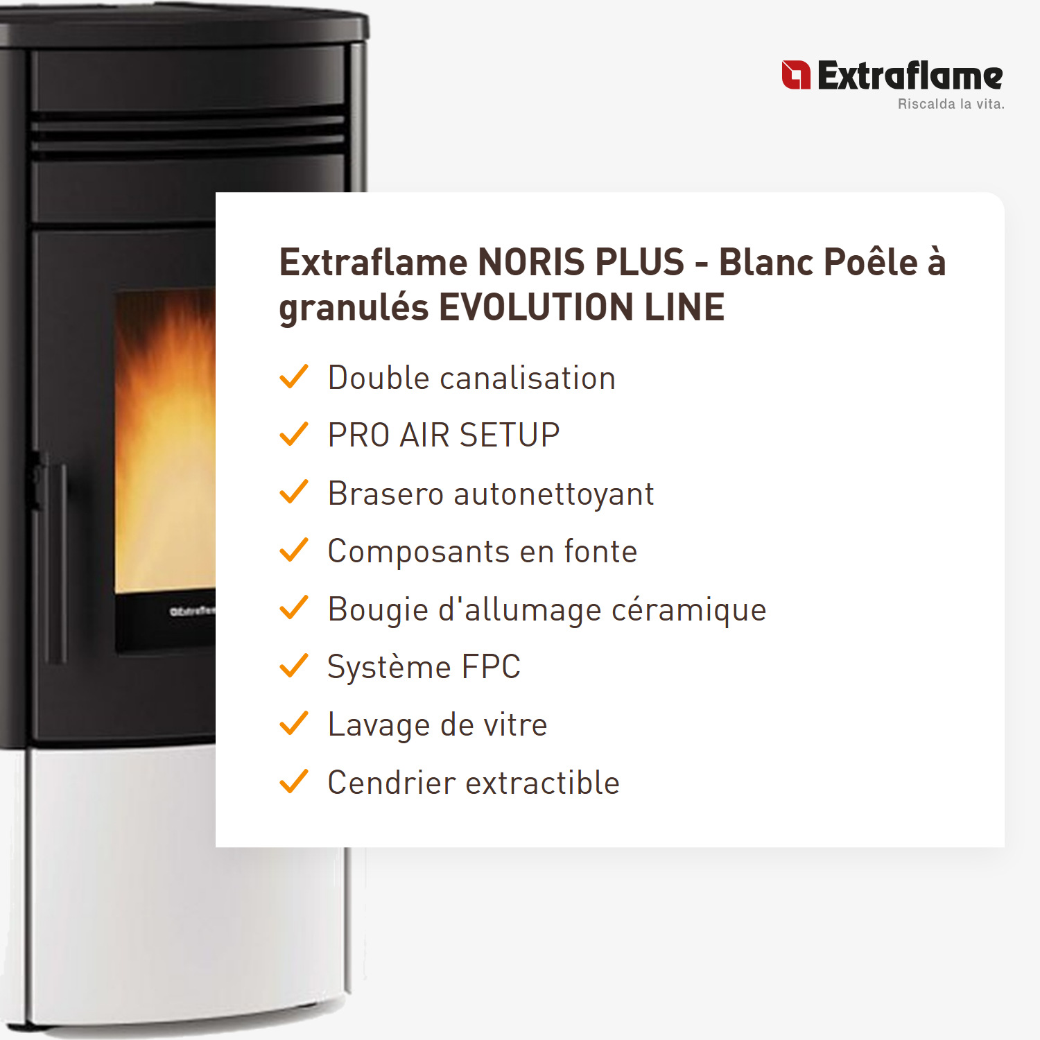 Extraflame NORIS PLUS - Blanc poêle à granulés EVOLUTION LINE