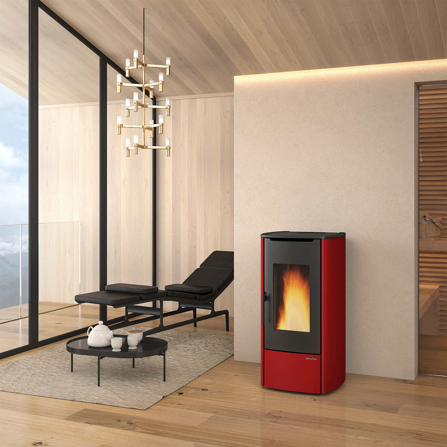 Extraflame Marina Idro 16 H11 wasserführender Pelletofen Stahl Bordeaux