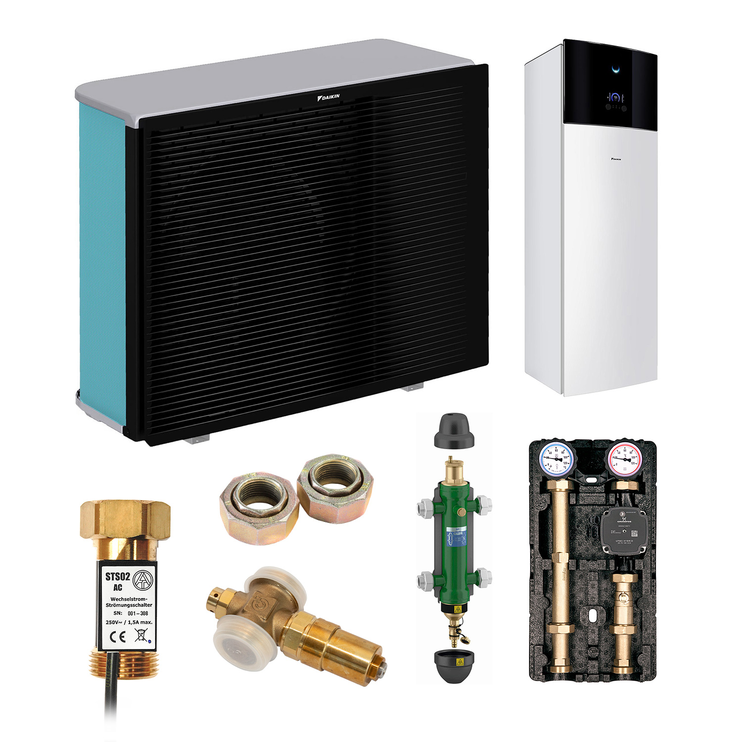 DAIKIN Altherma 3 H MT Baugröße 10 Hydrosplit-Wärmepumpe – Set 1 Heizkreis für Heizkörper mit Trinkwarmwasserbereitung 180 Liter