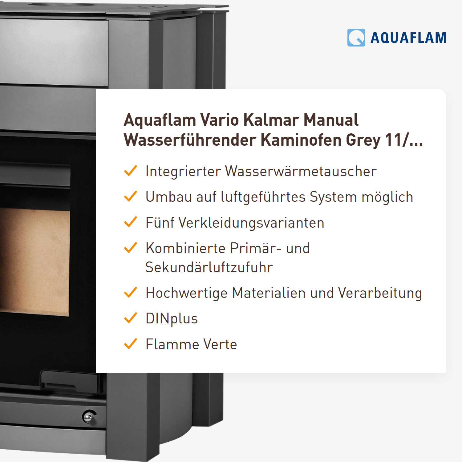 Aquaflam Vario Kalmar Manual Wasserführender Kaminofen Grey 11/7 kW
