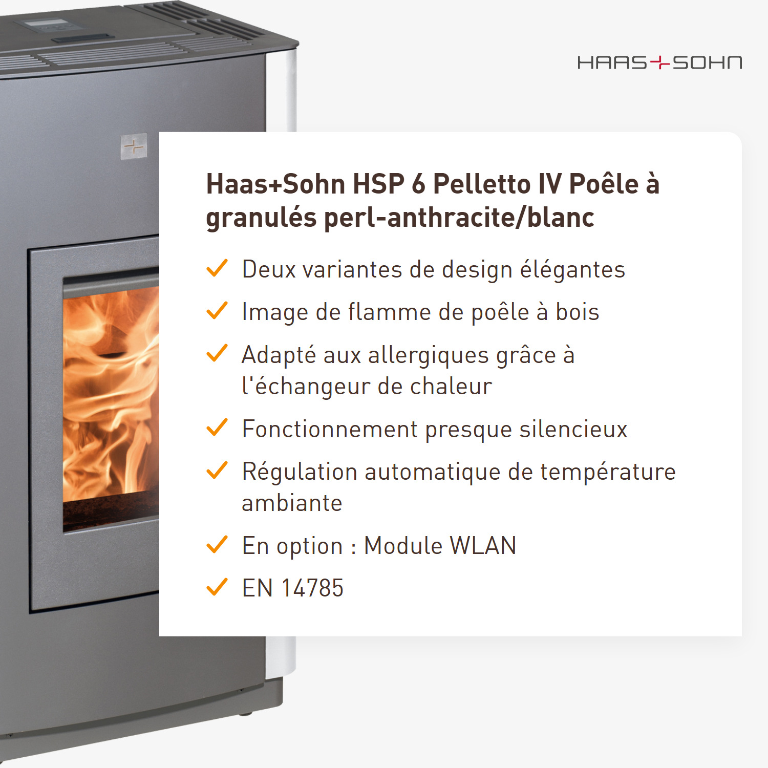 Haas+Sohn HSP 6 Pelletto IV poêle à granulés perle-anthracite/blanc