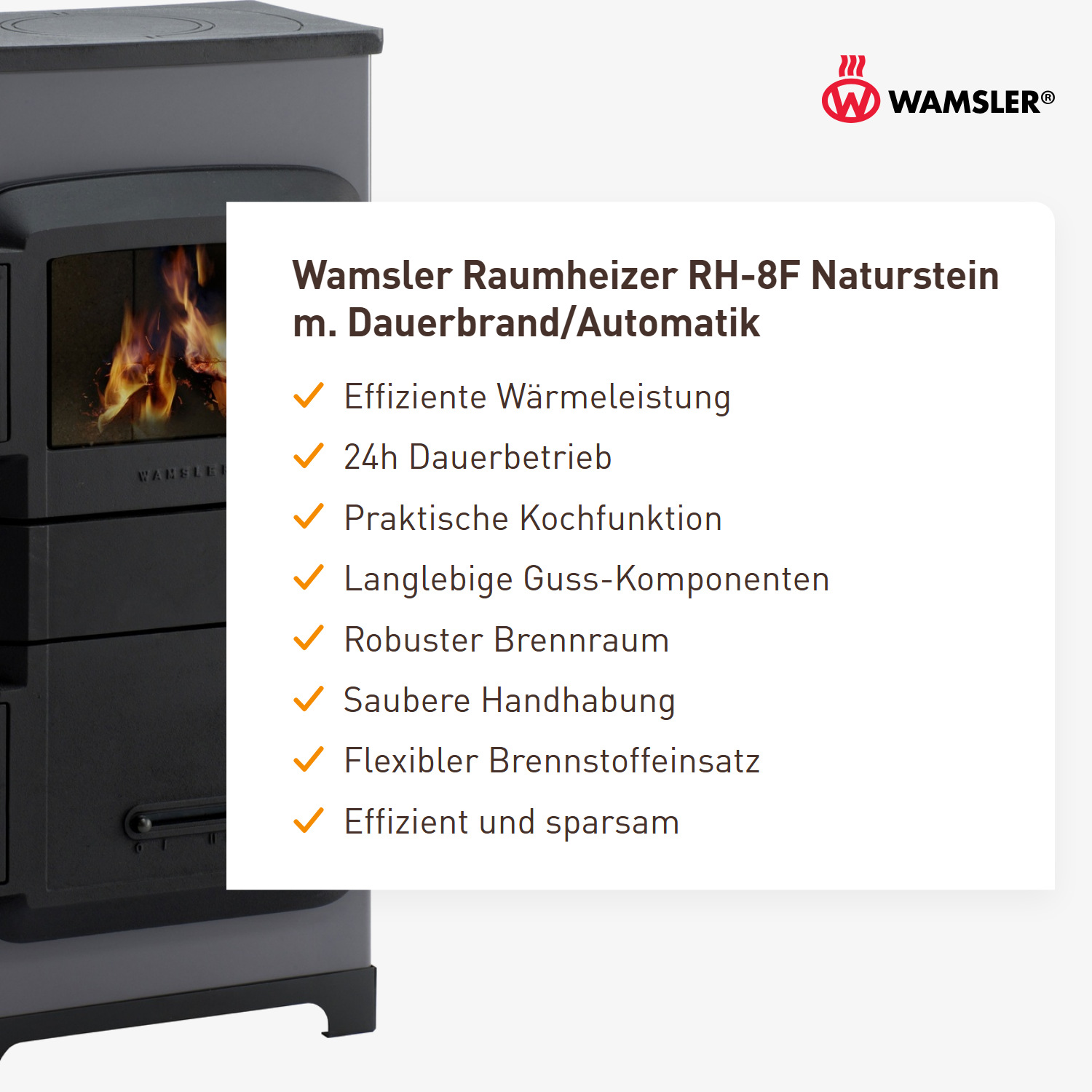 Wamsler Raumheizer RH-8F Naturstein m. Dauerbrand/Automatik
