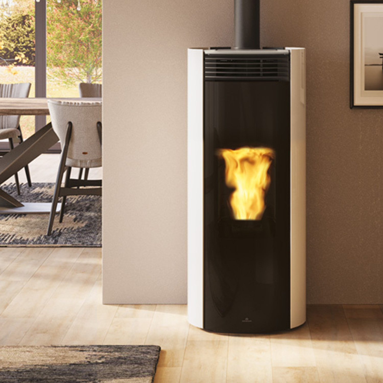 Edilkamin Libra X 7 Pelletofen RR oben Glasverkleidung weiß