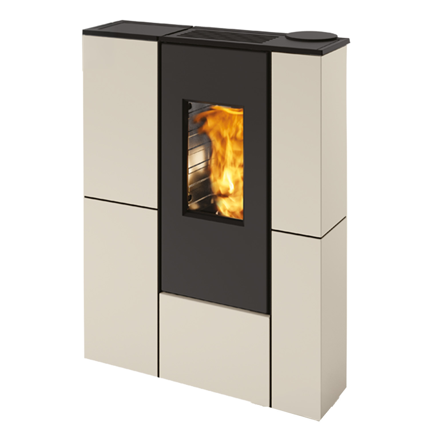 Edilkamin Tratto 9+ Poêle à granulés sortie fumées haute habillage acier beige sable